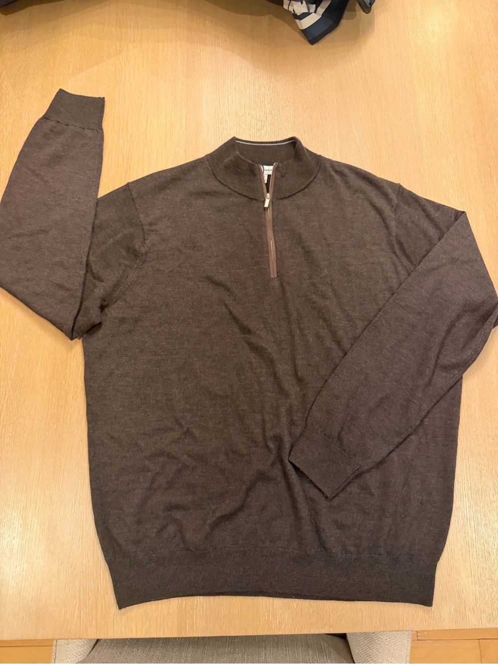 Peter Millar MENS WOOL xl brown NEW quarter zip